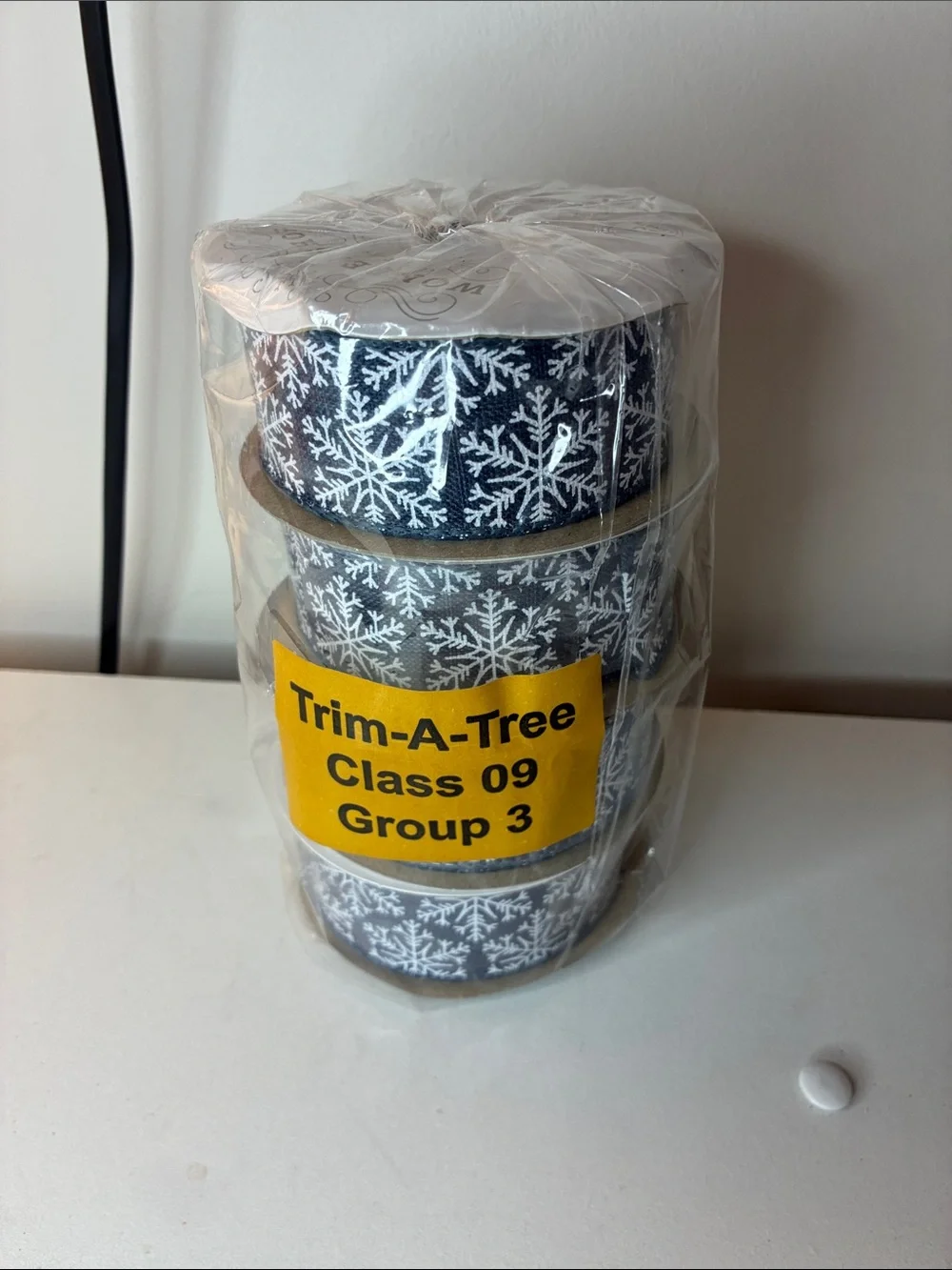 Wondershop 15’ Snowflake Trim-A-Tree Ribbon Set Pack of 4 in Navy and White NWT
